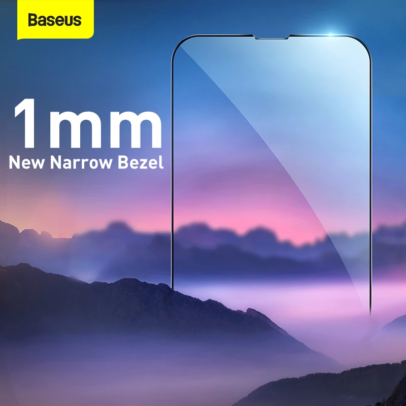 iPhone 13 Series Baseus Pack of 2 pcs Edge to edge Porcelain Crystal Tempered Glass protector Black Edges with applying kit