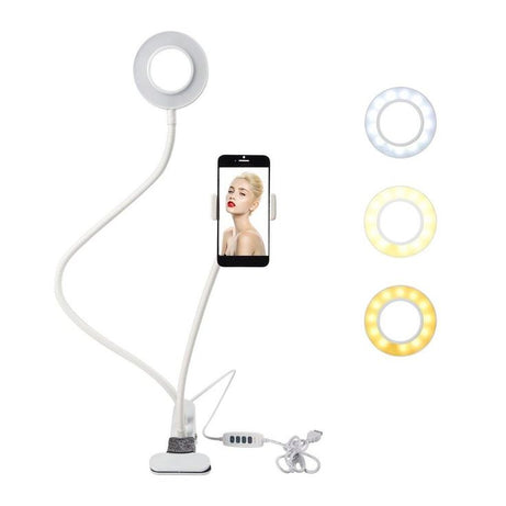 upgraded 2 in 1 Led Selfie Ring Light with Phone Holder Desk Lamp Lazy Bracket Tabletop Stand Flexible