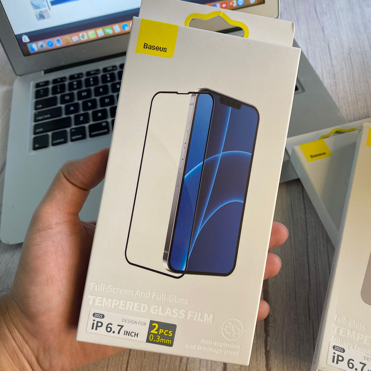 iPhone 13 Series Baseus Pack of 2 pcs Edge to edge Porcelain Crystal Tempered Glass protector Black Edges with applying kit