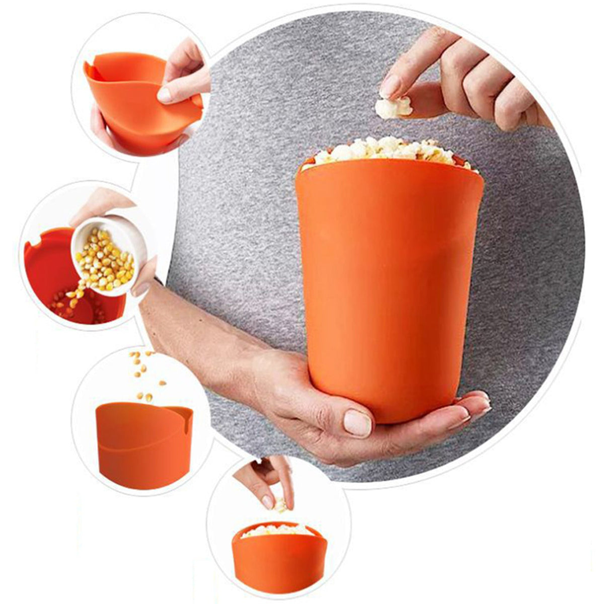 Silicone Popcorn Bucket, Reusable & Foldable
