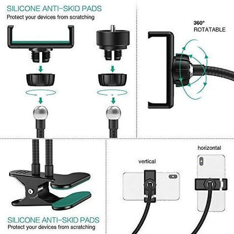 upgraded 2 in 1 Led Selfie Ring Light with Phone Holder Desk Lamp Lazy Bracket Tabletop Stand Flexible