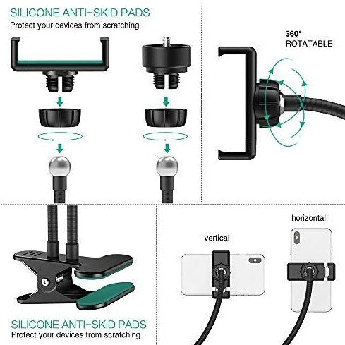 upgraded 2 in 1 Led Selfie Ring Light with Phone Holder Desk Lamp Lazy Bracket Tabletop Stand Flexible
