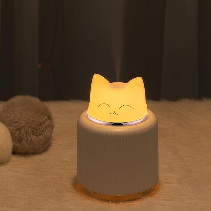 Cartoon Cat Mini Humidifier E340 – Quiet & Efficient Air Moisturizer ( Free 10ml Oil Fragrance)