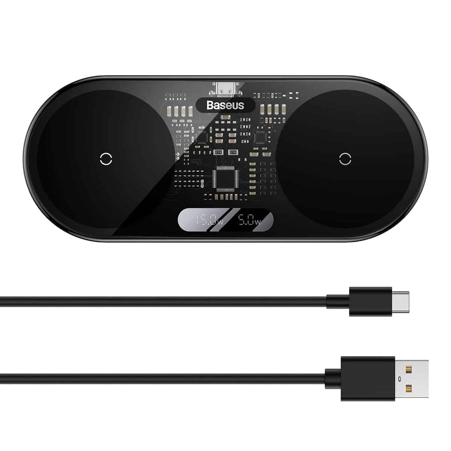 Baseus Digital LED Display 2in1 Wireless Charger 20W Black Universal version