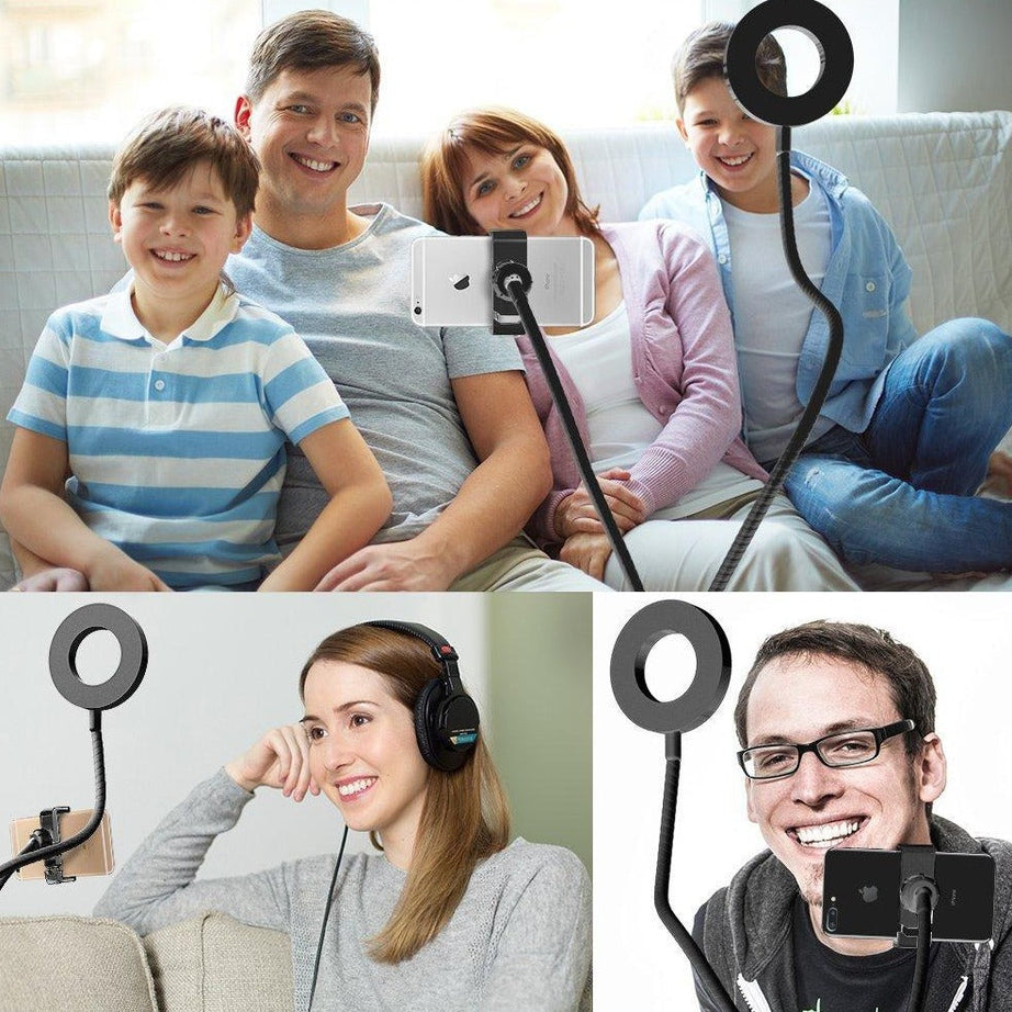 upgraded 2 in 1 Led Selfie Ring Light with Phone Holder Desk Lamp Lazy Bracket Tabletop Stand Flexible