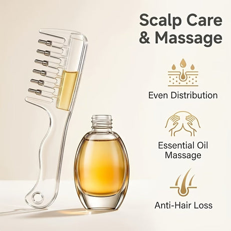 2-in-1 Hair Oil Applicator Comb with Roller Ball