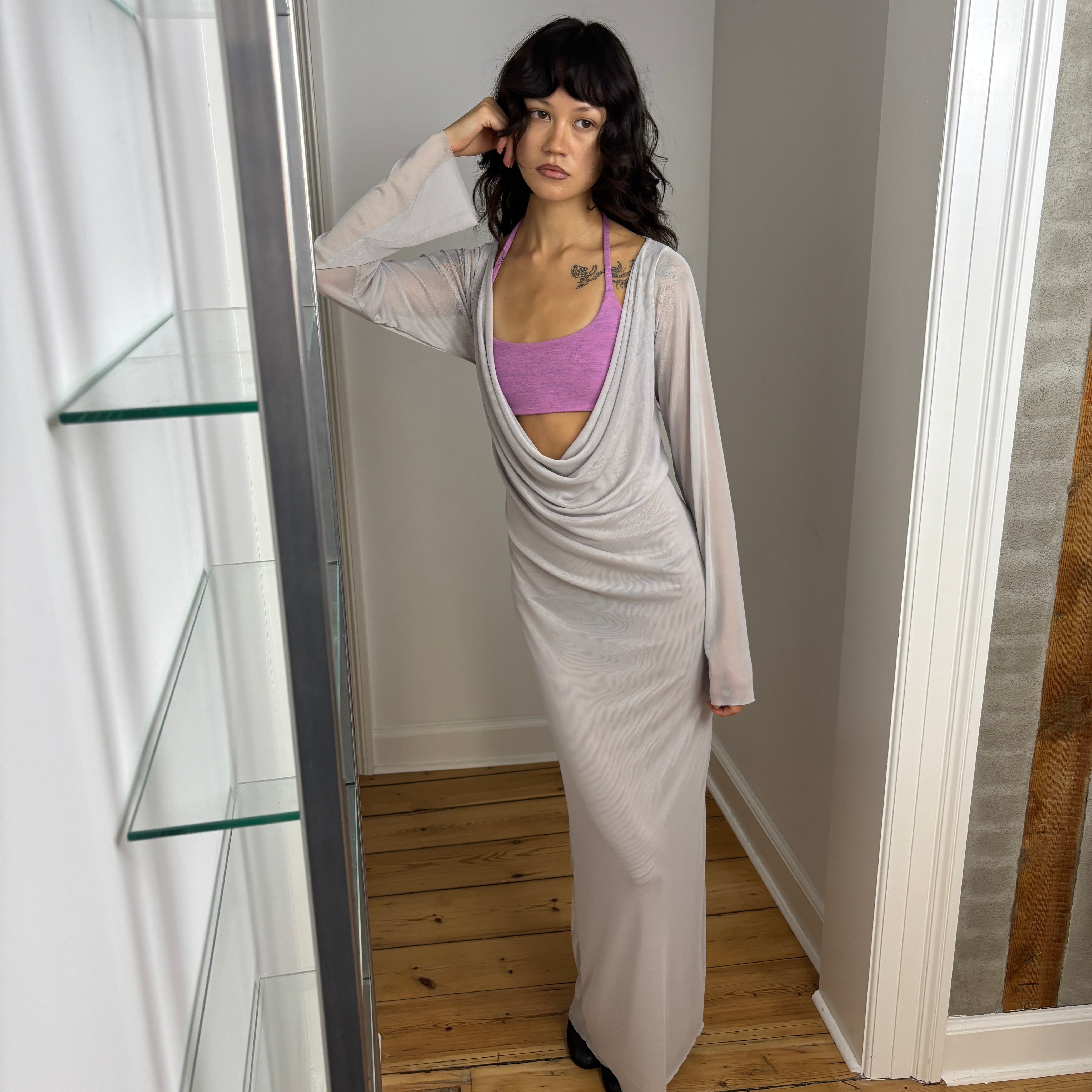 ALBA DRESS W BRA LIGHT GREY