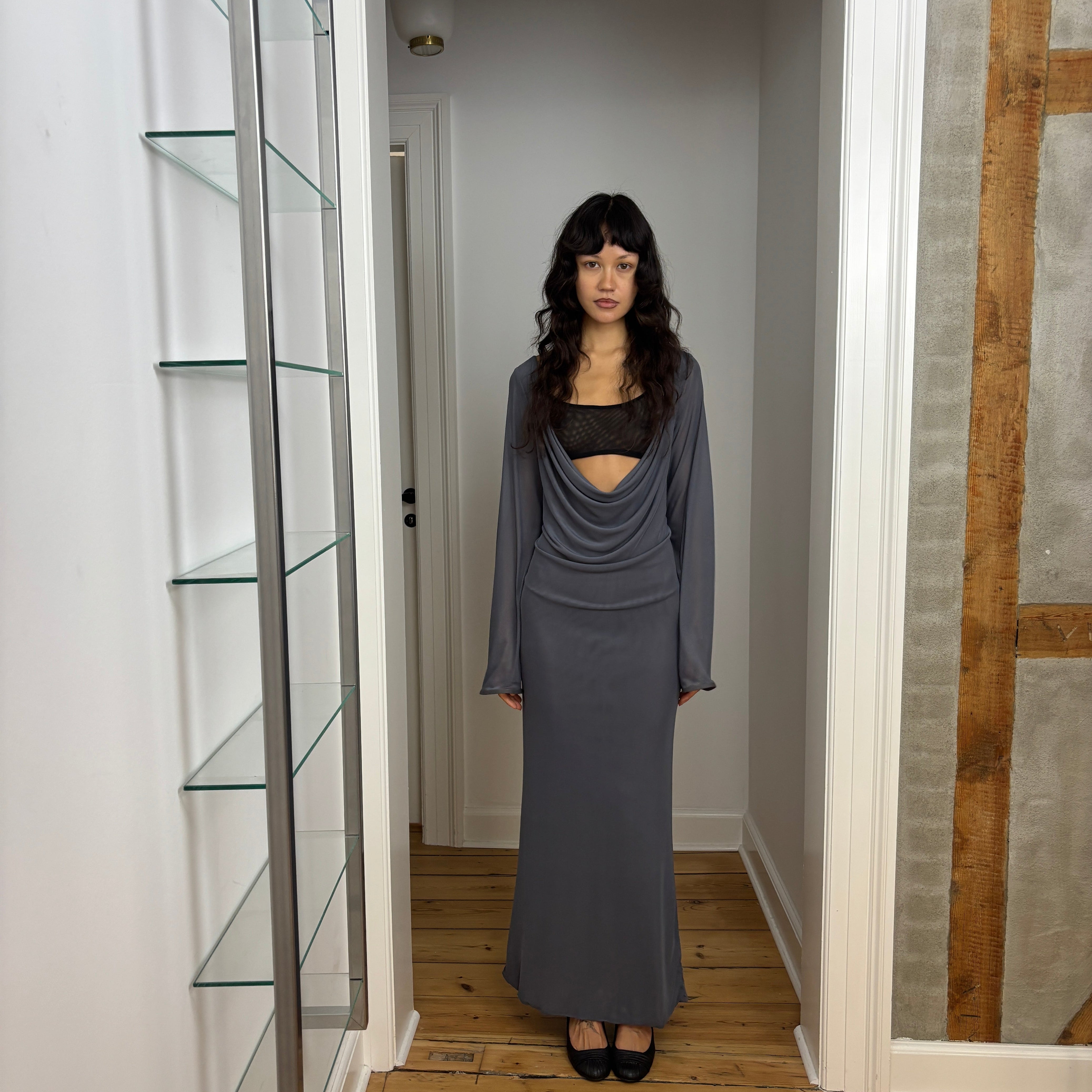 ALBA DRESS W BRA CHARCOAL