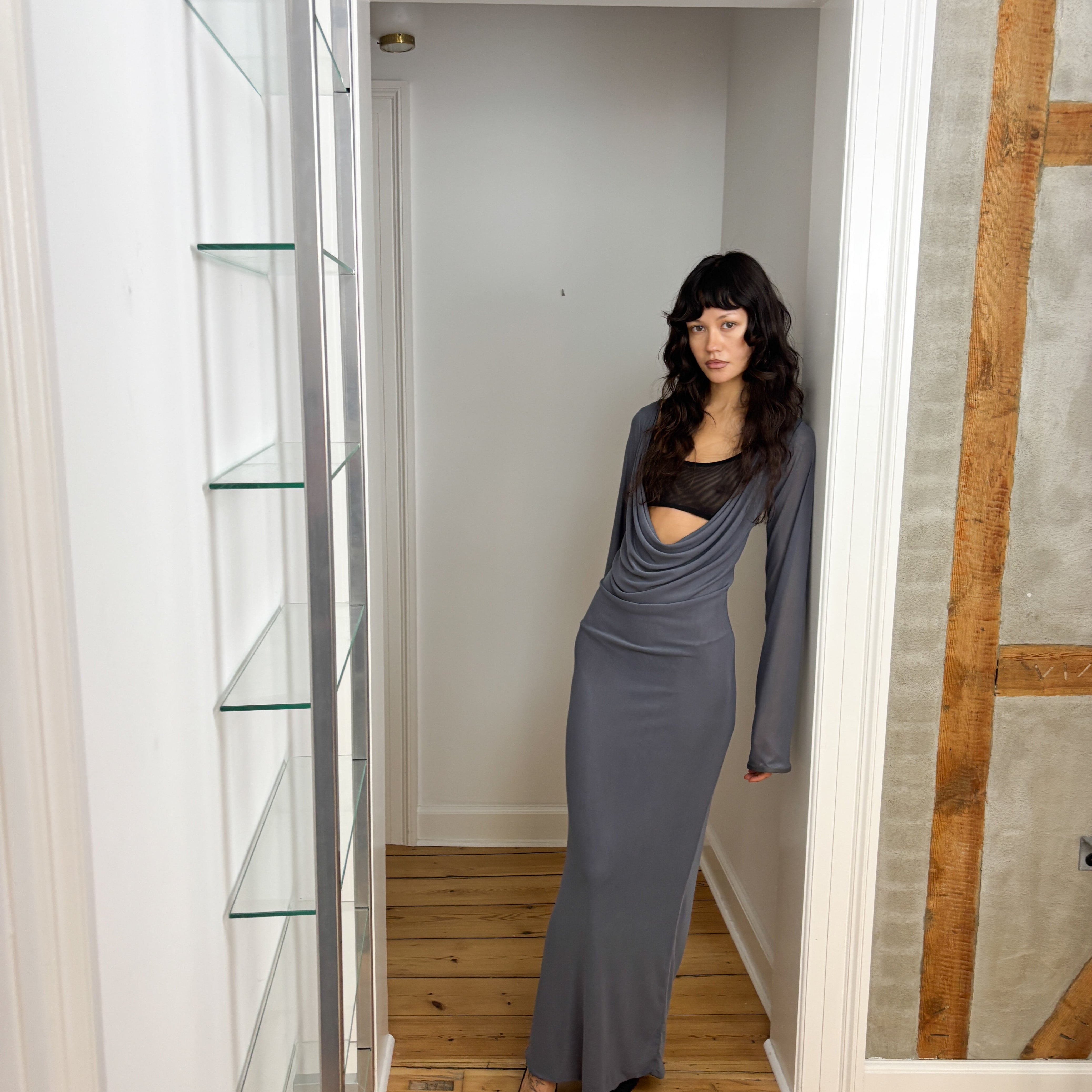 ALBA DRESS W BRA CHARCOAL