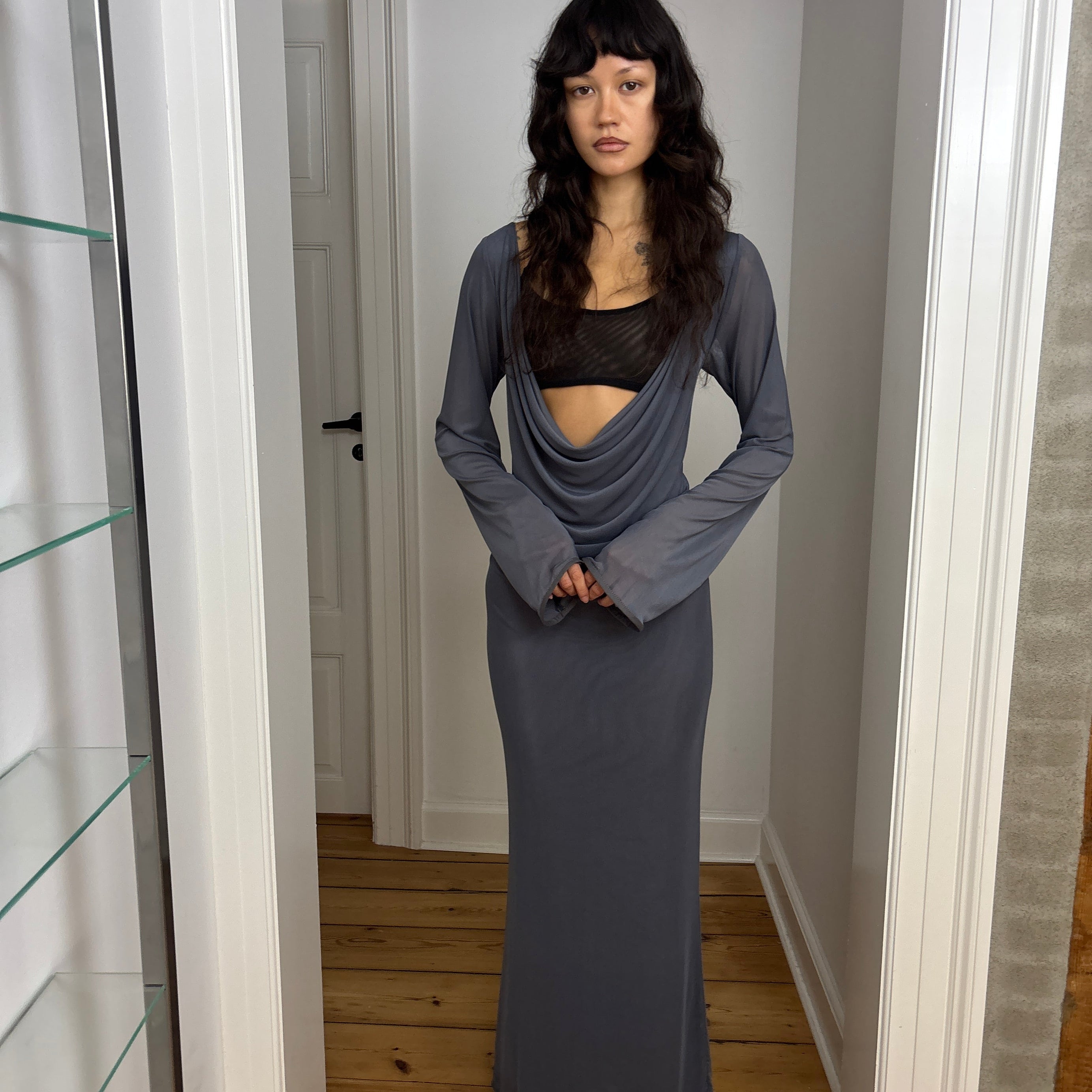 ALBA DRESS W BRA CHARCOAL