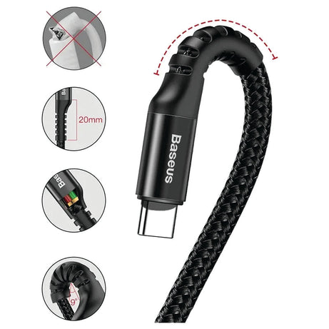 Baseus data cable Type-C 2A 1mt fish eye spring black CATSR-01