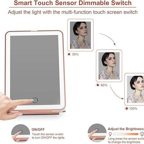 Travel-Friendly Rechargeable LED Mirror Tablet Shape with Touch Screen