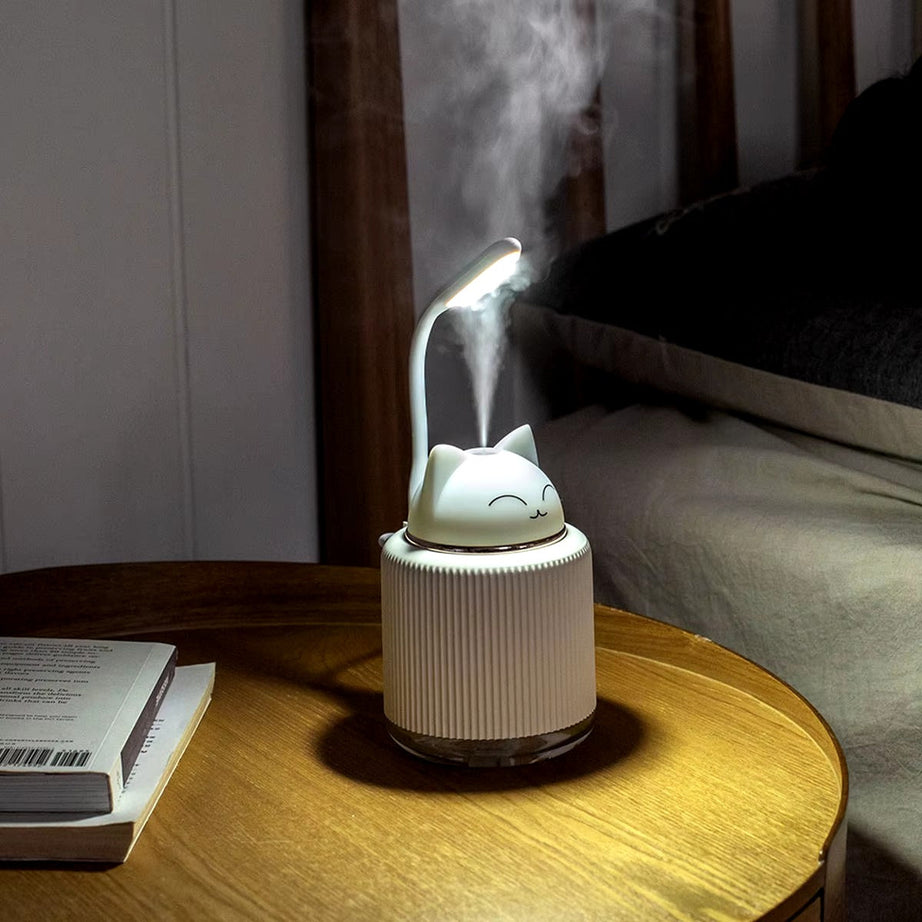 Cartoon Cat Mini Humidifier E340 – Quiet & Efficient Air Moisturizer ( Free 10ml Oil Fragrance)
