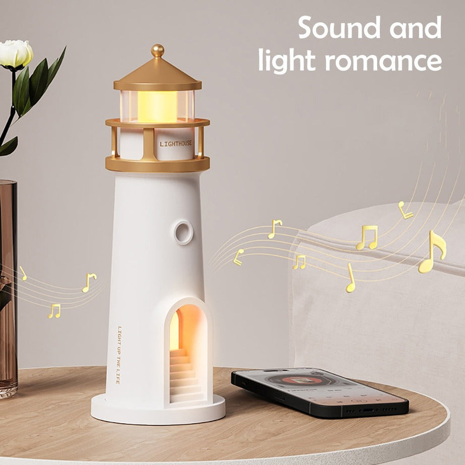 Modern Lighthouse Ambient Lamp with LED Moonlight Display- Night Lamp