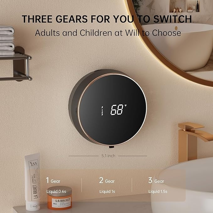Smart Rechargeable Automatic Foaming Soap Dispenser Touchless with Built-in Temperature Display
