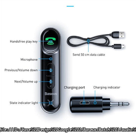 Baseus Car Aux Bluetooth 5.0 Adapter Wireless 3.5mm Audio Receiver