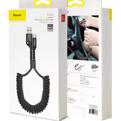 Baseus data cable Type-C 2A 1mt fish eye spring black CATSR-01