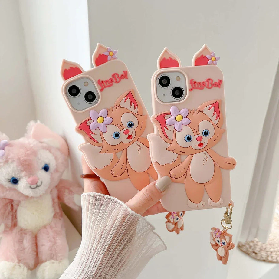 iPhone All Models Lina Bell Cartoon Silicon ShockProof Rubber 3D Case with Free pendant