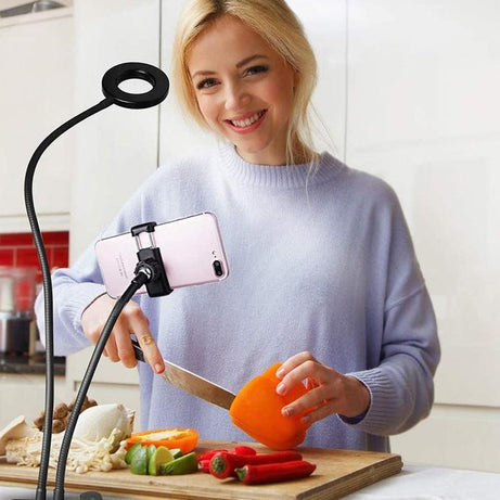upgraded 2 in 1 Led Selfie Ring Light with Phone Holder Desk Lamp Lazy Bracket Tabletop Stand Flexible
