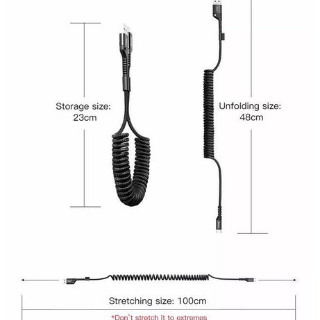 Baseus data cable Type-C 2A 1mt fish eye spring black CATSR-01
