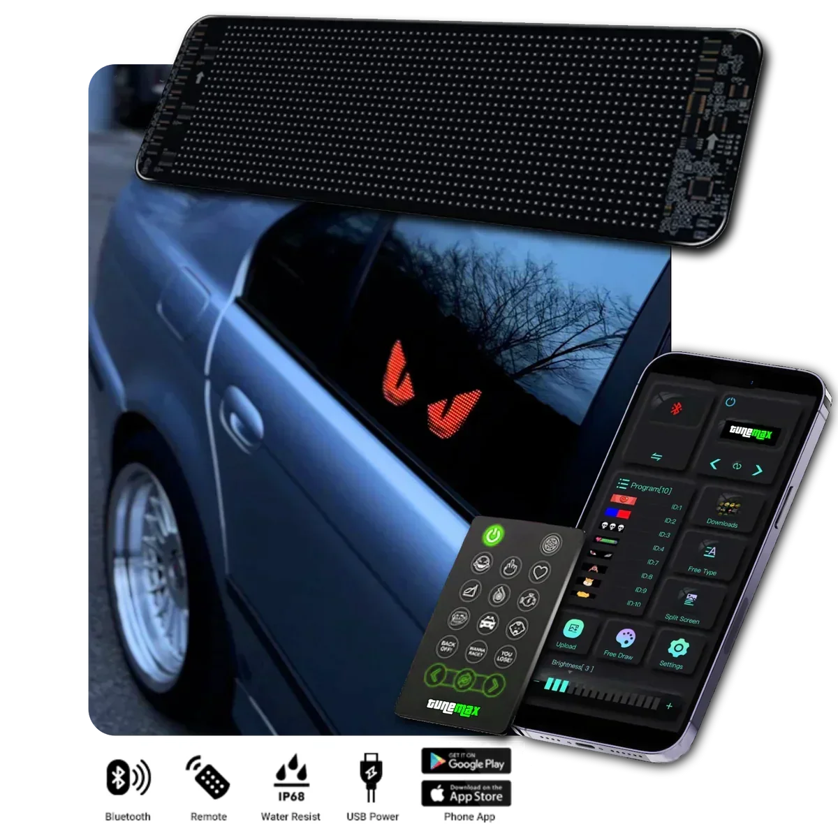 Customizable LED Matrix Panel Display For Car  Size (16*32cm)