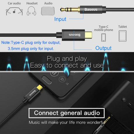 BASEUS M01 USB TYPE-C / 3.5MM AUDIO CABLE - 1.2M
